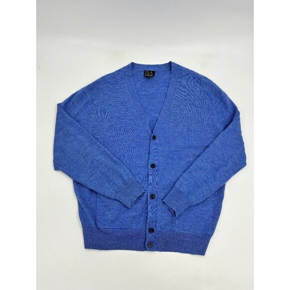 Jos. A. Bank Cardigan Sweater Mens Size M Blue Wool Button Front Knit - Picture 1 of 5